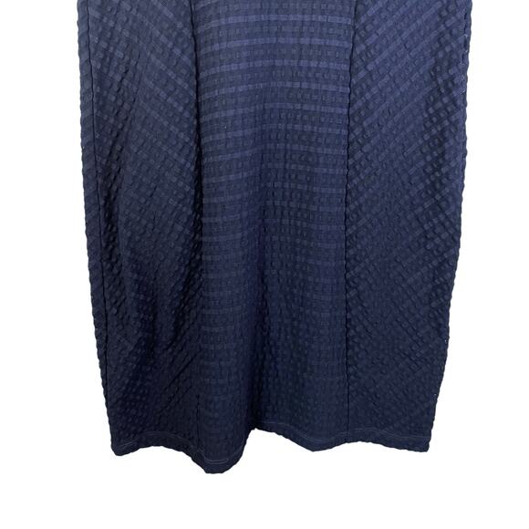 Anthropologie Maeve Womens Seersucker Textured Short Sleeve Work Dress Navy Blue - Picture 8 of 10